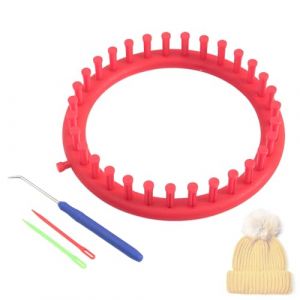 ZORVYN Tricotin Circulaire Kit, 1 Cadre de Tricot avec Instructions, Kit pour D&eacute;butants, M&eacute;tier &agrave; Tisser la Laine, Ensable de M&eacute;tier &agrave; Tricoter Rond avec Aiguille &agrave; Tricoter et Crochet (&Oslash; 19cm) (SESINEND, neuf)