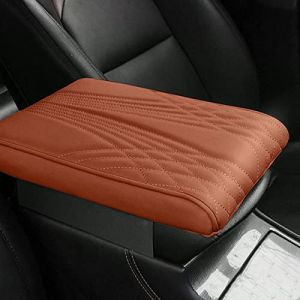 HIDRUO Leather Car Armrest Box Pad, Waterproof Car Armrest Center Console Cover Protector, Universal Arm Rest Cushion Pads for SUV/Truck/Vehicle (Coffee, Angel pattern) (HIDRUO, neuf)