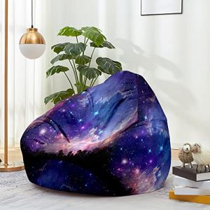 Odot Gros Pouf Chambre Ado sans Remplissage, Motif de Ciel &Eacute;toil&eacute; 3D Coton et Lin Housse Pouf Exterieur Pouffe Salon Canap&eacute; Housse de Pouf Poire Enfant Fauteuil Pouf Adulte (80x90cm,&Eacute;toil&eacute;) (Odot, neuf)