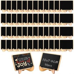 JMIATRY Lot de 50 Mini Ardoise 10 x 7.4 cm, Mini Tableau Noir, Mini Ardoise de table, Tableau noir pour Cartes De Place d'anniversaire (JMIATRY, neuf)