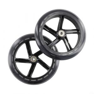 GLFLOW Lot de 2 roues de trottinette Fivestar Pro Freestyle de 125-200 mm de diam&egrave;tre, roues de chariot &agrave; roulettes PU silencieuses de rechange (180 mm * 30 mm translucide) (shunshunyi, neuf)