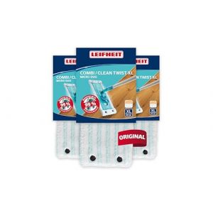 Leifheit Lot de 3 housses Clean Twist ou Combi XL micro duo, housse de rechange en microfibres pour balai à plat Combi, housse nettoyante et absorbante pour balai serpillère (avantrado.shop, neuf)