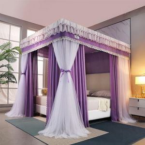Rideaux de lit &agrave; baldaquin &eacute;l&eacute;gants &agrave; double couche &ndash; Ciel de lit luxueux en dentelle princesse for filles et adultes &ndash; Convient aux lits jumeaux, doubles, queen, king size &ndash; Intimit&eacute; du lit et tentes (ZHENGJIE, neuf)
