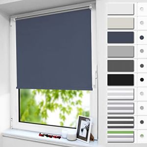 smartdemo Store Occultant sans Per&ccedil;age, Store Enrouleur Opaque Thermique Isolant, Protection de Vie Priv&eacute;e & Protection Soleil, pour Fen&ecirc;tre ou Porte, 45l x 120L cm, Bleu Fonc&eacute; (Larg. Tissu 45 cm) (TenArea, neuf)