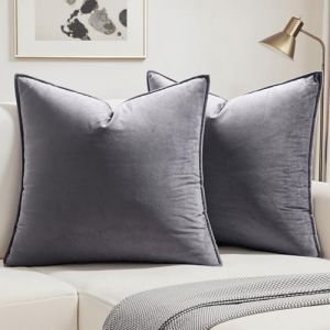 MIULEE Housse de Coussin en Velours D&eacute;corative Canap&eacute; Bordure Taie d'oreiller Super Doux Decoration Maison Salon Chambre pour Canap&eacute; Clic Clac 50 x 50 cm 20"x20",2 pi&egrave;ces Gris Clair (MIULEE HOME, neuf)