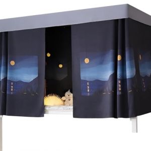 Rideaux de Lit Superpos&eacute; Anti-moustique en Tissu Dortoir &Eacute;tudiant Moustiquaire Occultant pour Lit Cabane Anti-poussi&egrave;re Epaissis Rideaux de Couchette en Polyester Mezzanine Crous Anti-UV Enfant (SIQITECHUK, neuf)