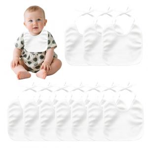 Lot de 10 bavoirs &agrave; peindre, bavoirs pour b&eacute;b&eacute; &agrave; peindre, bavoirs blancs pour b&eacute;b&eacute;, cadeau pour f&ecirc;te pr&eacute;natale, pour fille et gar&ccedil;on (blanc), Blanc., 18 * 18 cm (SanMu-EU, neuf)