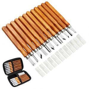 MAIKEHIGH Kit d'outils de sculpture sur bois 14Pcs - professionnel Menuiserie Ciseaux à bois sur manche avec couvercles de protection pour bricoleur Sculpture Experts en charpentier et débutants (LIVEHITOP-EU, neuf)