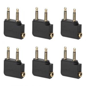 HENGBIRD Lot de 6 adaptateurs pour casque d'avion - Adaptateur pour casque d'avion - Double prise mâle 3,5 mm vers femelle - Plaqué or (yinghonghuwaiyongpin, neuf)