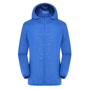 Coupe Vent Femme Impermeable Veste De Pluie Avec Capuche LéGèRe SéChage Rapide Couleur Unie Veste Sport Femme Avec Fermeture éClair Fine Respirant Veste D'ExtéRieur Pour Voyages (kWEX, neuf)