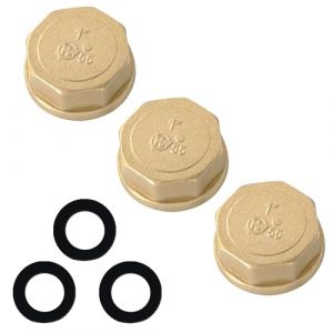 Bouchon en Laiton, 3 Pièces 1 Pouce Femelle Capuchon en Laiton, Capuchon de Tuyau Embout Raccord Fileté pour Machine à Laver, Robinet, Conduite d'eau (AMPHOLY VORTEXA S.R.L., neuf)