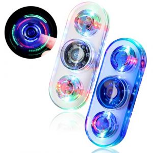 SCIONE Lot de 2 Fidget Spinners LED pour Enfants & Adultes&ndash;Toupie Lumineuse Anti-Stress, Jouet sensoriel avec 3modes, Brillant dans Le Noir. Id&eacute;al pour Les f&ecirc;tes et Cadeaux d'anniversaire Blanc-Bleu (SCIONE Direct EU, neuf)