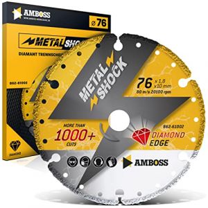 Disque de coupe diamant&eacute; Anvil Tools 76 x 1,8 x 10 mm pour m&eacute;taux, acier et acier inoxydable, compatible avec Bosch GWS 12V-76, Metabo Powermaxx CC 12, or et argent (Sawblade King, neuf)