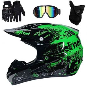 Int&eacute;gral Casque Motocross Ensemble, avec Lunettes Gants Masque, Jeunesse Enfant Hors Route Moto Casque &Eacute;quipement de Protection, Downhill Enduro VTT MTB BMX Quad Dirt Bike Casque(RR,M/54-55CM) (KHBTFNB Shop, neuf)