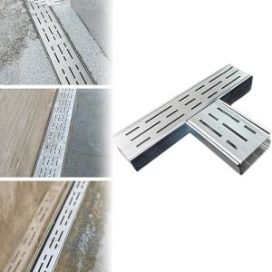 ZASEZOD Caniveau Ext&eacute;rieur en Acier Inoxydable 304, Grille d&rsquo;&Eacute;vacuation Eau Pluviale, Grille de Drainage Sol pour Terrasse, Balcon, Jardin, All&eacute;e, Cour(C -250X35X30mm) (ZDS-SHOP, neuf)