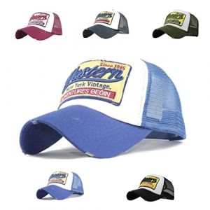 CheChury Casquette de Baseball Vintage Unisex Mesh Caps Coton R&eacute;glable Casquette Con Visiere Mode Chapeau Hip-hop Trucker Hat pour Homme Femme (Bleu) (Sofenny, neuf)