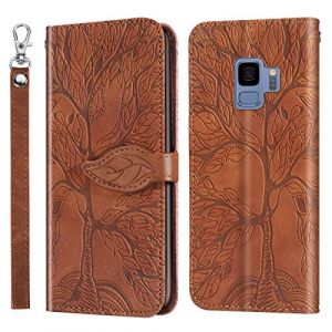 JayModCase Coque pour Samsung Galaxy S9, Premium en Cuir PU Multifonction Antichoc Etui &agrave; Rabat, Support Fentes Cartes Pochette de Portefeuille Cuir Coque Samsung Galaxy S9 - Marron (Hailian EU Store, neuf)