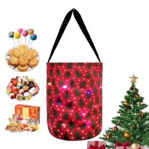Seau d'Halloween lumineux, seau d'Halloween &agrave; LED,Sac de bonbons de No&euml;l lumineux r&eacute;utilisable polyvalent - Sac &agrave; bonbons de no&euml;l en Polyester, sacs de no&euml;l &agrave; lumi&egrave;re LED, fournitures de (zerity, neuf)