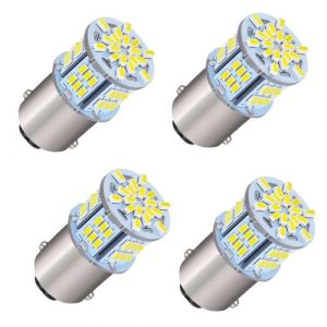 Wonvify Ampoule LED Voiture, 4 Pièces 1157 Blanc 6500-7000K LED 12V-24V P21/5W, Ampoules Clignotant LED pour Feu de Stop de Voiture, pour pour Moto, RV, Auto Voiture (JiShanFuSong, neuf)