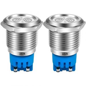 Gebildet 2pcs DC 24V 19mm Étanche IP65 En Acier Inoxydable Rouge Flash LED Alarme 90dB Voyant Avec Lampe Buzzer, Pour Panneau De Commande Électrique, Projet De Bricolage (Gebildet-FR, neuf)