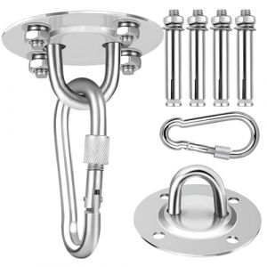 HOOPOE Crochet Plafond Charge Lourde Acier Inoxydable,Fixation Plafond Attache Hamac,Balancoire Suspension avec Vis Fixation Crochets Suspension Suspendue pour Chaise Suspendue,Yoga,Sac de Frappe (Hsoopoe, neuf)