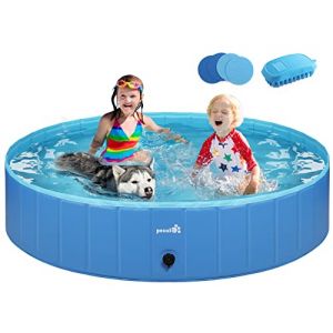 Pecute Piscine pour Chien | XL 160x30cm, Baignoire Chien Pliable | Tissus Non Toxique, Piscine Enfant | pour Jardin, Patio ou Salle de Bain, Plus Robuste | Nouvelle Version - R&eacute;sistant &agrave; l'usure(Bleu) (Nirong, neuf)