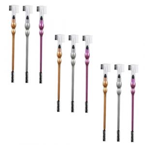 STOBAZA 9 pi&egrave;ces Double Embout Peigne &agrave; Cils et Brosse &agrave; Sourcils pour Maquillage Outil Pratique pour Femmes Or et Argent (Vitong, neuf)