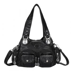 VINBAGGE Sac a Main Femmes Bandoulieres, Sac Bandouliere Femme en cuir PU, Sac Cuir Femme &agrave; &eacute;paules r&eacute;glable-Noir (GENOLD, neuf)