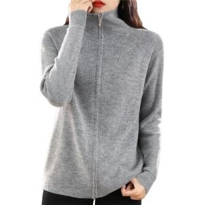 Alloaone Pull en Laine pour Femmes, Cardigan &Agrave; Double Fermeture &Eacute;clair, Revers Inf&eacute;rieur, Hauts Tricot&eacute;s D&eacute;contract&eacute;s (lucky star゛✡, neuf)