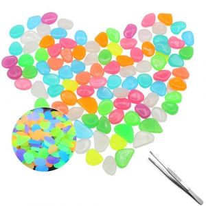 CZNBZIU 60 Pièces Pierres Incandescentes En Plastique, Pavés Lumineux Colorés Brillent Dans Le Noir Cailloux Décoratif Pour L'Aménagement Paysager Jardin Décoration Extérieure Fish Tank Pathway (GuangZhouQianLingXueShangMaoYouXianGongSi, neuf)