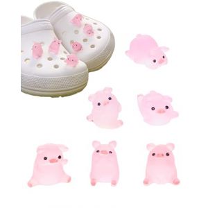 tikono Lot de 6 breloques 3D phosphorescentes roses pour sandales filles garçons femmes cochon décoration magique mignon pour sabot fête, Résine (Gadget Grotto FR, neuf)