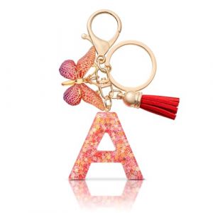 MORSUNBELA porte clef avec lettre A initiale porte clé femme porte clef personnalisable, papillon pendentif, cadeau pour femme - rouge (MORSUNBELA-FR, neuf)