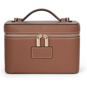 Starnearby Trousse de Maquillage en Cuir Femme, Trousse de Toilette Voyage avec Compartiments Amovibles, Pochette Rangement Maquillage Portable, Trousse Cosm&eacute;tique Femme (Marron) (Pasercvxzoreso, neuf)