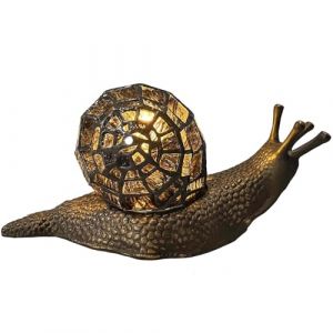 Bieye L30980 Lampe de table d'appoint en verre teint&eacute; de style Tiffany en forme d'escargot de Land pour la d&eacute;coration de la maison (Amber, 10" P x 5" L x 5" H) (Bieye Lighting, neuf)