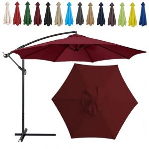Auvent De Remplacement Pour Parasol, 2 M/2.7 M/300 CM, 6 Baleines/8 Baleines, Tissu De Rechange Pour Parasol, Toile De Rechange Pour Parasol Remplacez L'ancien Auvent Auvent De Rechange(Color:Burgundy (ZZZCF1023, neuf)