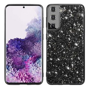 Coque pour Samsung Galaxy S21 Paillette Glitter Housse Etui de Protection Shiny TPU Bumper Cas Cover Strass Brillante Bling Bling Ultra Silicone Backcase Coquille pour Samsung Galaxy S21 Noir (Bolong, neuf)