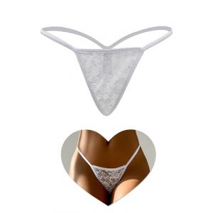 sunshinelady Mini String Femme Sexy Chic Hot Ficelle String Dentelle Grande Taille Basse Culotte Transparente sans Couture Tanga Invisible sous Vetements Feminins G String Bikini Blanc XL (Sunshinelady, neuf)