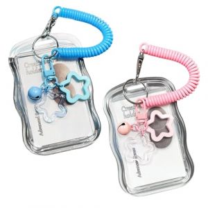 Lot de 2 porte-cartes photo Star Bells - Porte-carte d'identit&eacute; - Porte-carte d'identit&eacute; - Porte-carte photo avec corde &agrave; ressort - &Eacute;tui pour carte d'identit&eacute;, affichage photo Idol et carte de bus (Handikraf, neuf)