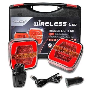 AOHEWEI Ensemble de feux arrière de remorque magnétiques sans fil à LED 12/24 V, feux arrière dynamiques étanches sans câble avec aimant ECE EMC approuvé pour remorque, camion, caravane ou camion (AOHEWEI, neuf)