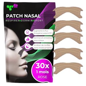 OXYFIT® | 30 Bandes Nasales Anti Ronflement (Nasal Strips) | pour Mieux Respirer et Stopper la Congestion | Écarteur Nasal Adhésif pour Sommeil et Sport (Rose - 30) (Back to ROOTZ, neuf)