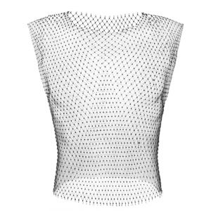 JUKOTA Sexy Débardeur en strass pour homme en maille transparente et résille scintillante Tenue de rave Festival Crop Homme Chemise homme rock sexy Club Party,57cm (CAR PARTS FOR ALL, neuf)