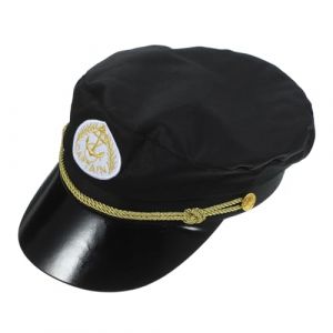 POPETPOP Chapeau Capitaine Bateau Garçon Fille Noir Coton pour Cosplay Marin Costume Fête Thématique (Denneyas, neuf)