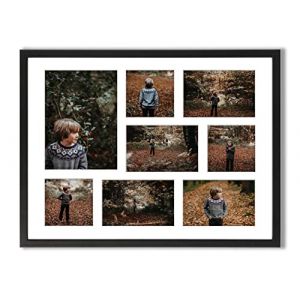 aFFa frames Tisar 40x50 cm Cadre photo en bois avec verre synth&eacute;tique incassable Cadre Multi Photo avec Passe-Partout 8 ouvertures pour 1 image 15x21 cm 4 images 10x15 et 3 images 10x10 Noir (88) (aFFa frames, neuf)