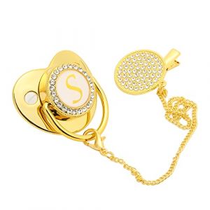 Sucette pour bébé, Tétine pour bébé, Design incurvé, 26 Lettres, Tétine Saine pour bébé avec Clips pour bébé de 6 à 18 Mois (S) (Xinyu UK, neuf)