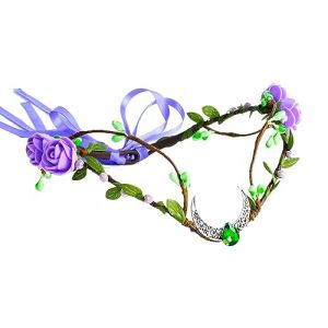 Yili Maizi Serre-tête de fée à fleurs - Couronne de feuilles - Accessoire d'elfe de la forêt - Pour femme - Pour Halloween, cosplay, photographie fantastique (YiliMaizi, neuf)