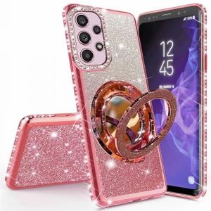 Rnrieyta Miagon Bling Coque pour Samsung Galaxy A33 5G,Brillant Paillette Strass Maquillage Miroir Diamant Supporter Tr&egrave;s Mince Souple Silicone Bumper Housse Etui de Protection (Miagon, neuf)