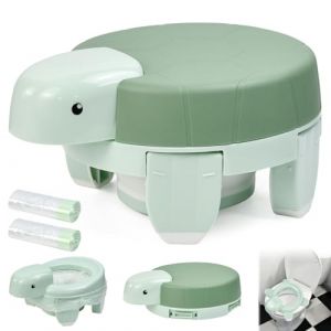 WEFHEF Pot Enfant Toilettes Portable, Si&egrave;ge Toilette Enfant Pliable, Petit Pot Toilettes Voyage en Forme de Tortue, Pot Apprentissage Propret&eacute; Capacit&eacute; de Charge de 30 KG, pour Camping Randonn&eacute;, Vert (Vectorspar, neuf)