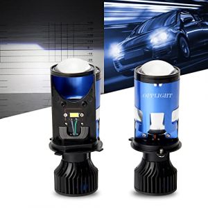 OPP ULITE Ampoule H4 LED Phare Voiture HS1/9003/HB2，10000LM 6000K Blanc Hi/Lo Beam，Version Am&eacute;lior&eacute;e Extr&ecirc;mement Lumineux Phare LED avec Mini Projecteur Lens, Imperm&eacute;able Tout-en-un Ampoules, 2 PCS (GUANGZHOU OPPLIGHT, neuf)