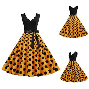 G&eacute;n&eacute;rique Femmes Robe Annee 50 60 40 Vintage Pin Up Retro &eacute;L&eacute;Gante Mariage Cocktail Soir&eacute;E F&ecirc;Te C&eacute;R&eacute;Monie D&eacute;Contract&eacute;E Fronc&eacute; &agrave; Volants Robe Rockabilly Femme Pin Up (qiaoxiahe, neuf)