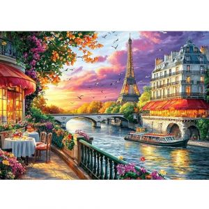 DAERLE DIY Peinture Diamant Painting Kit Paysage de ville, 5D Paysage Diamant Complet Kits, Diamond Art Kits Strass Point de Croix Painting pour Adultes D&eacute;butants Maison D&eacute;cor 40X30cm (Amnebest-EU, neuf)